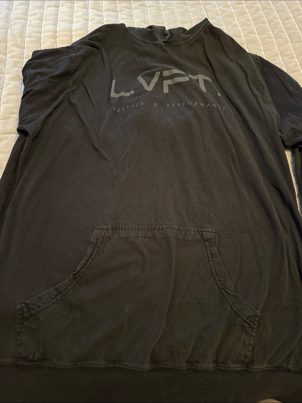 LVFT thin men’s training hoodie in black, XL, washed and ready to go!